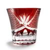 GREEM MARKET Crafts with Wooden Box Glasswork Kiriko Glass Cup Shochu Glass Chrysanthemum Tsunagi Pattern Kiriko Glass Product GMS00763 Number (Red)