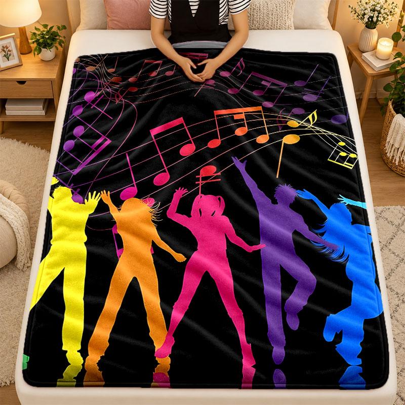 Flannel BlanketMusic Guitar Warm Soft Throw Blanket for Indoor Sofa Bed Living Room Use