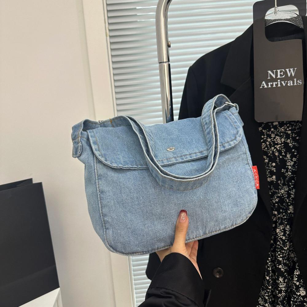 Винтажная сумка Y2K, уличный стиль, однотонная сумка кроссбоди, модная джинсовая холщовая сумка, студенты