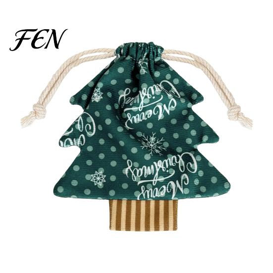 Drawstring Storage Pouches Christmas Tree Shaped Gift Bags with Drawstring, Reusable Holiday Fabric Bags, Party Favors Winter Goodie for Present