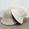 Retro Solid Color Bucket Hat Women's Plush Knitted Bucket Hat Winter Thermal Basin Hat Women