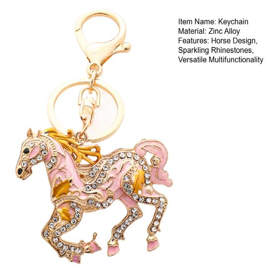 Подвеска для ключей Сверкающие стразы Дизайн лошади Металлическое кольцо для ключей Декоративный держатель для ключей Друзья
