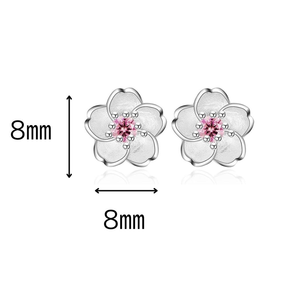 PRIVIE Cherry Blossom 925 корейский металл изысканный ежедневный подарочный футляр в комплекте женские серьги, цветок, розовый, серебряный, милый, стильный, популярный, модный,