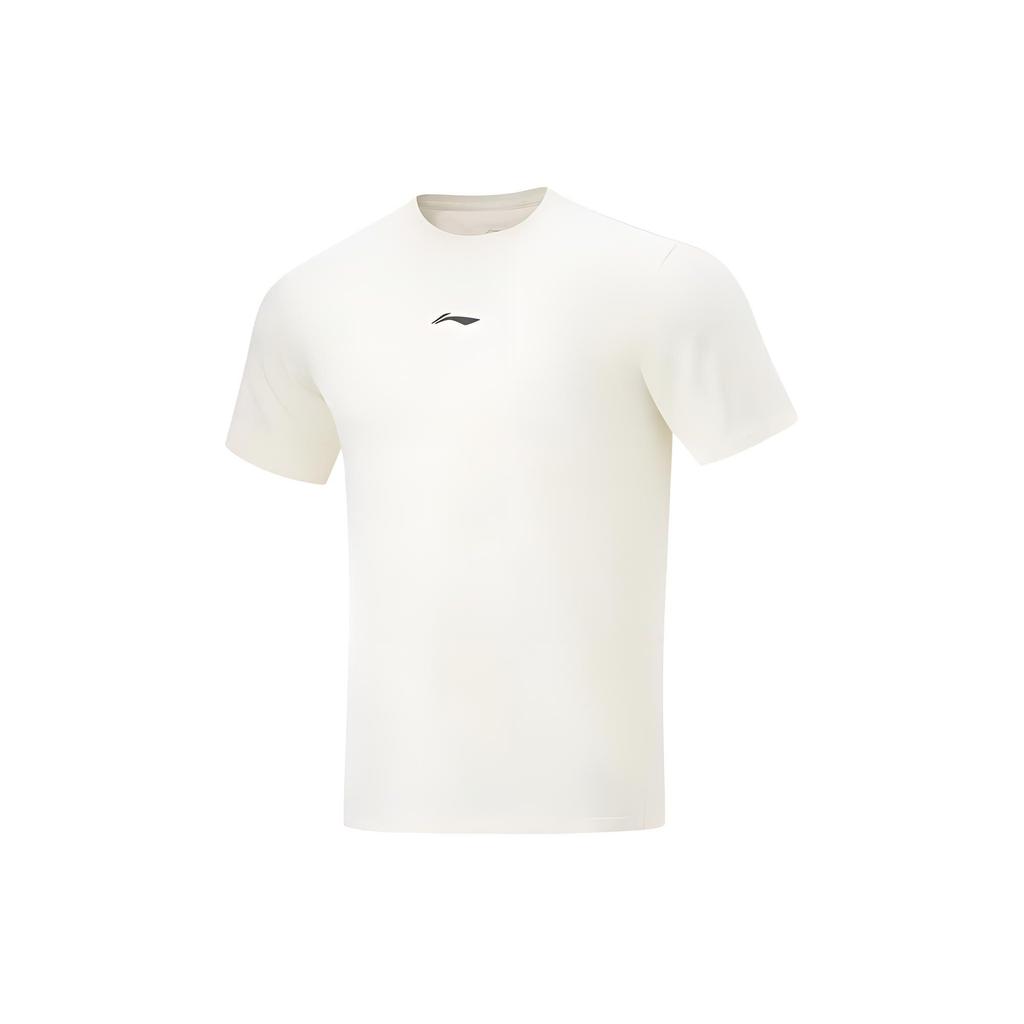 Li-Ning Fitness Series Letter Print Moisture-Wicking Quick-Dry Crew Neck Short Sleeve T-Shirt Men Tops Off-White ATSU425-2