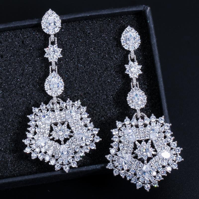 WWJ Роскошные разноцветные длинные серьги с цирконом для женщин CZ вечерние бижутерия