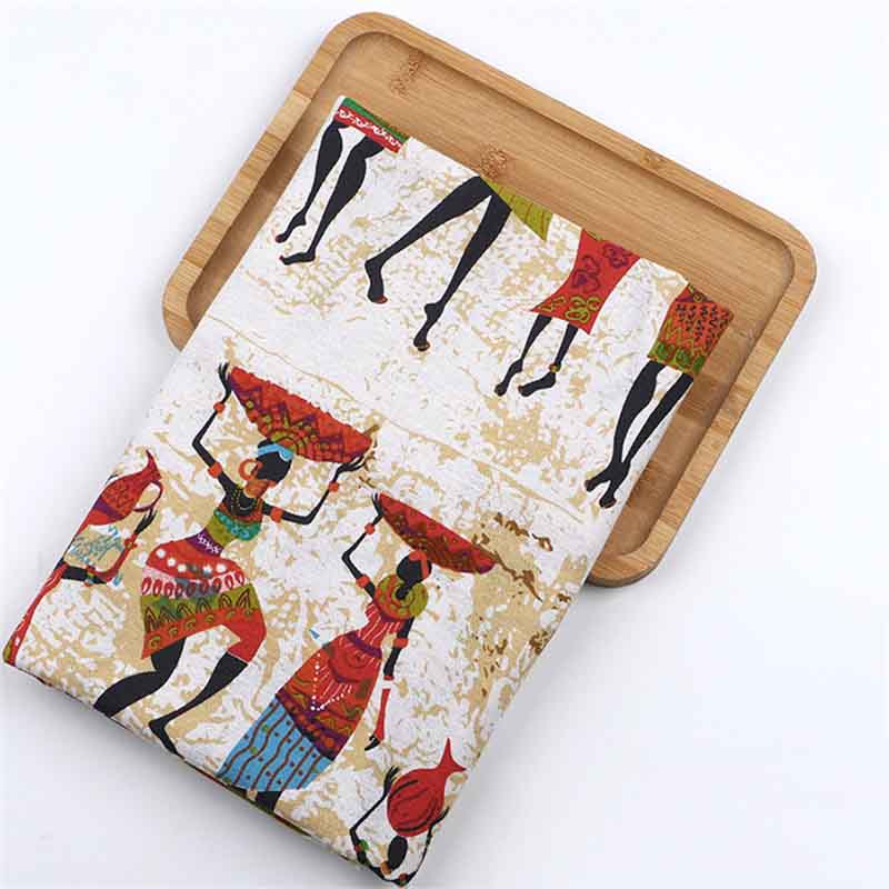 Хлопковая и льняная набивная ткань Ткань Богемная одежда Скатерть Стиль ретро Износостойкая и долговечная Штора Этнический стиль Красивый цвет