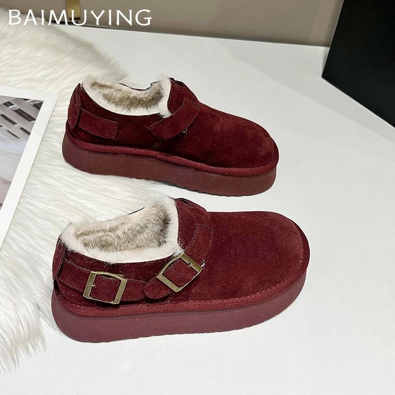 Зимние женские зимние сапоги Plarform из замши, короткие, плюшевые, дизайнерские туфли на плоской подошве из хлопка, тренд 2025 года, теплые, повседневные, удобные, женские ботинки