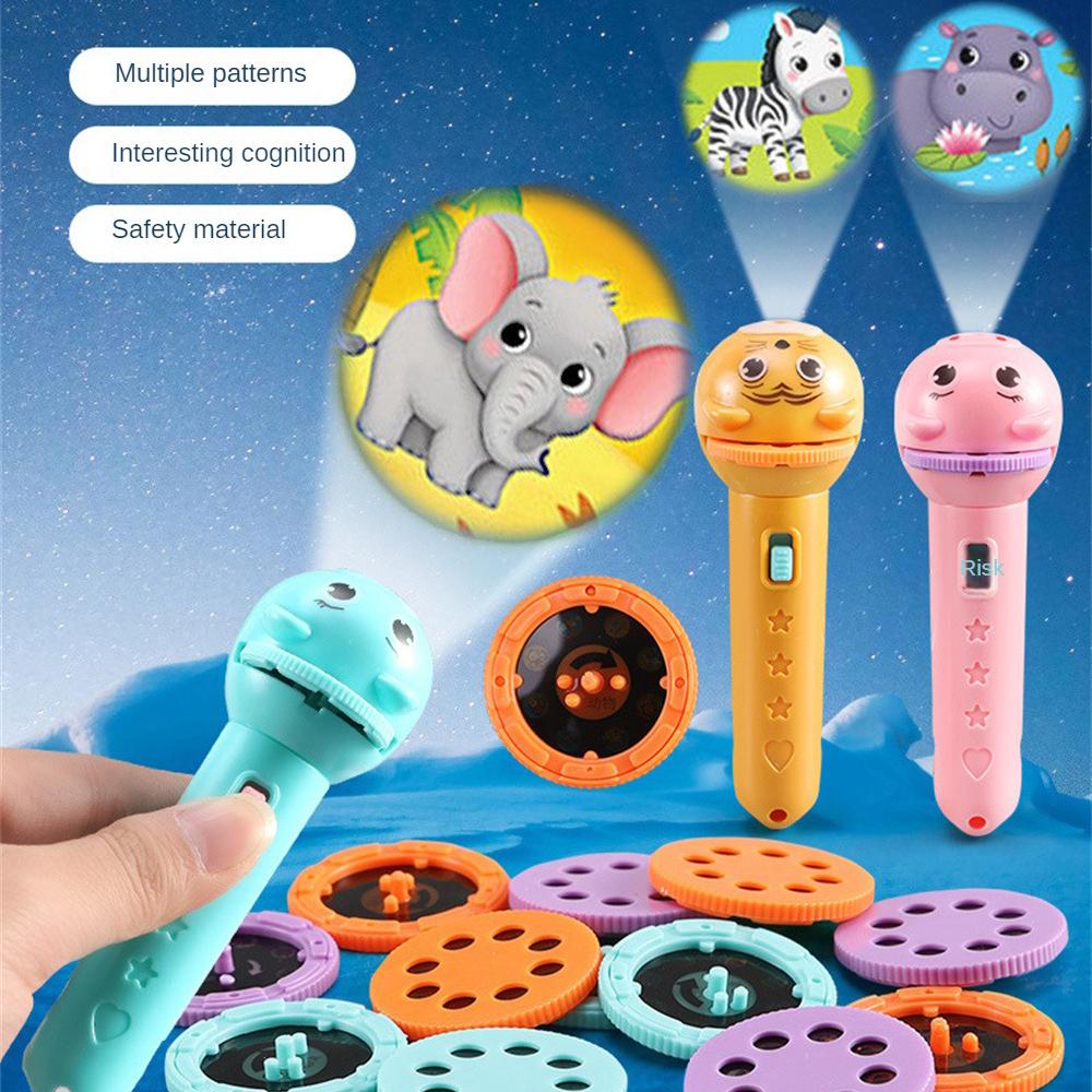 Flashlight Projector Torch Lamp Toy Baby Early Education Cartoon Fun Boys Girls Gifts Toy Luminous Projection Flashlight