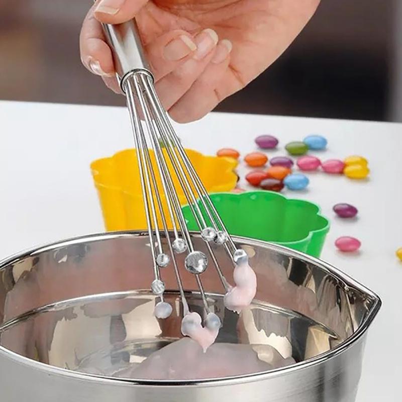 Whisk Kitchen Hand Holding Stainless Steel Ball Eggbeater Mixing Tools