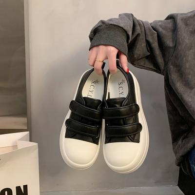 Белые туфли на платформе с липучками женские 2025 новые с небольшой высотой, удобные спортивные повседневные туфли-хлебушки