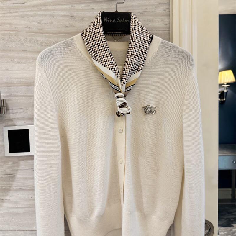 NINA SOLOR Striped Soft Twill Silk Scarf