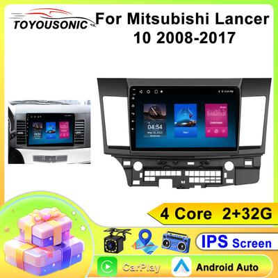 TOYOUSONIC 2 Din Android13 Для Mitsubishi Lancer 10 2008-2017 Автомагнитола Мультимедийный плеер GPS Навигация Авторадио Carplay Головное устройство
