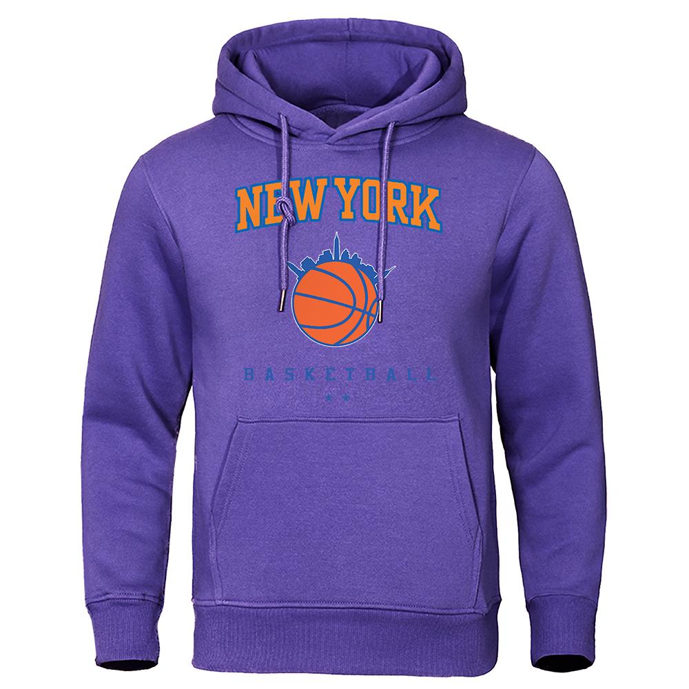 Newyork Basketball Город, укоренившийся в баскетболе Мужская одежда Толстовка с капюшоном Мультфильмы Флис Осенняя толстовка с круглым вырезом Толстовка