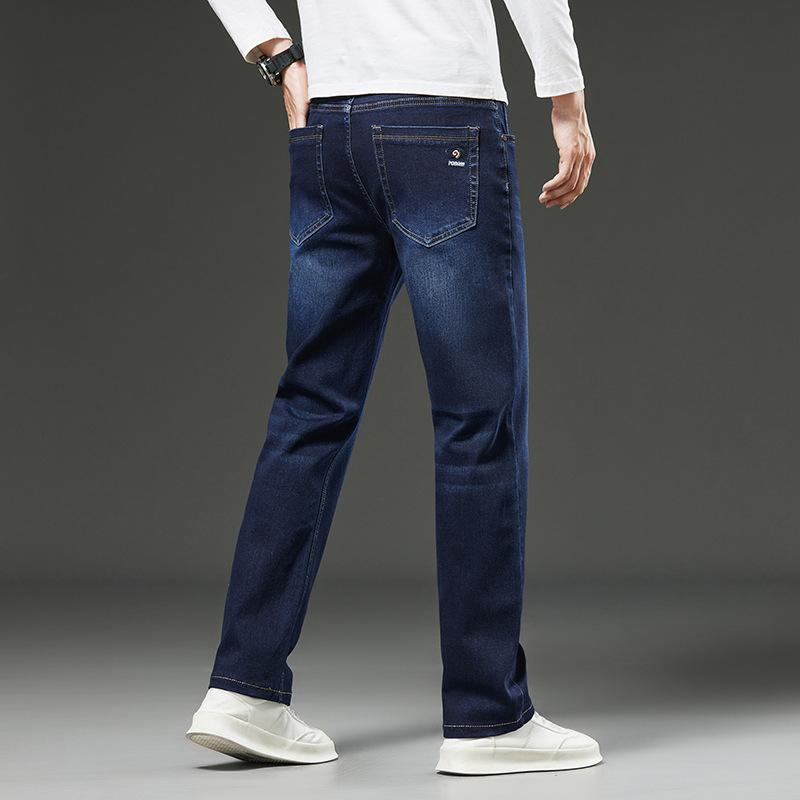 Джинсы большого размера. Мужские большие свободные джинсы в деловом стиле. Универсальные свободные джинсы со средней и высокой талией. Прямые брюки.