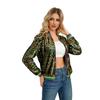 Colour Blocking Sequins Fashion Spring and Autumn Women's Short Baseball Jacket