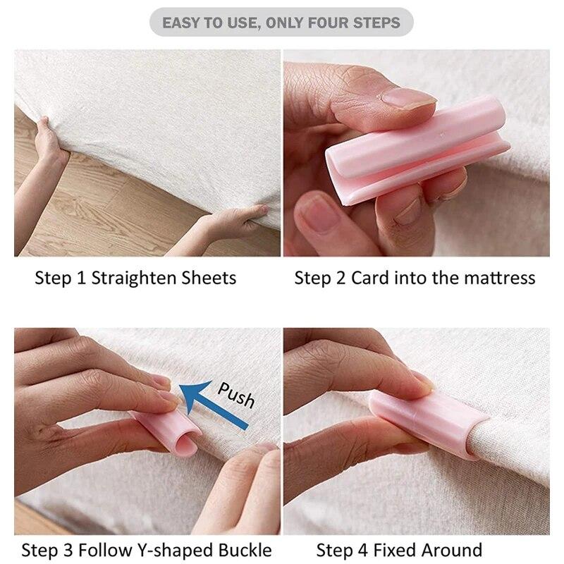 12PCS BedSheet Clips Plastic Slip-Resistant Clamp Quilt Bed Clipper Cover Grippers Fasteners Mattress Holder for Sheets Home