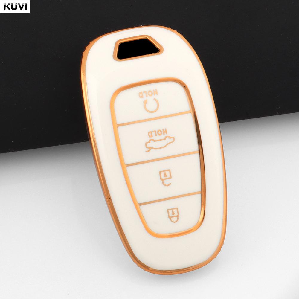 SKCW6 4 Button TPU Car Remote Key Case Cover For Hyundai Santa Fe Tucson 2022 NEXO NX4 Ioniq 5 Atos Prime Solaris 2021 Fob Accessories