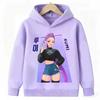 2025 K-pop Охотник на демонов Мультяшные Девочки Толстовка с капюшоном Теплая Детская Фиолетовая Толстовка Мода Повседневные Топы Одежда для Девочек