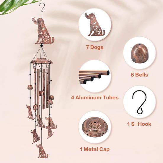 Yousheng Animal Wind Chime металлический ветровый колокольчик для собак или кошек, подвесной ветровый колокольчик для улицы, дома, комнаты, балкона, сада, декор