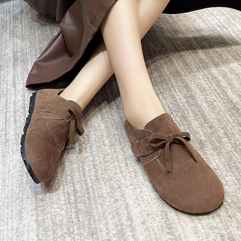 Мода Размер 35-40 Осень Новые женские замшевые туфли на плоской подошве Мягкая подошва Слипоны Женская повседневная обувь для ходьбы Универсальная дышащая женская обувь