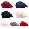 Solid Color Flower Wool Beret Rhinestone Beret Hat Elegant French Style Painter Cap  Autumn Winter