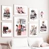 Модная девушка Париж Духи Каблуки Губная помада Макияж Искусство Холст Картина Плакаты на скандинавскую тему и принты Настенные картины Декор в гостиную без рамки