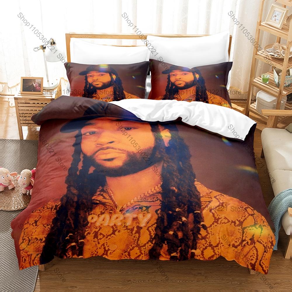 PartyNextDoor Bedding Set, Duvet Cover + 2 Pillowcases, OVO Sound Hip-Hop Artist Graphic Bed Linens for Home & Dorm