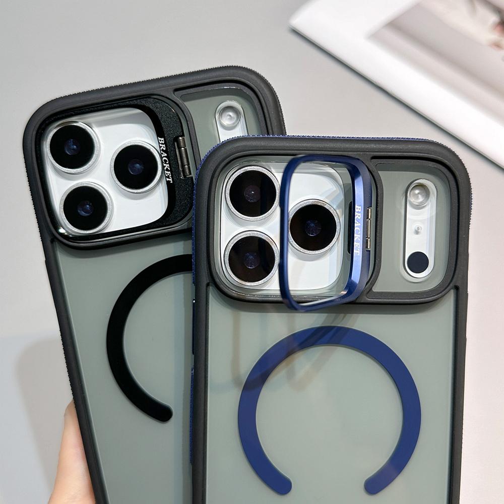 KEYSION Прозрачный магнитный чехол-подставка для линз MagSafe для iPhone 17 Pro Max Air TPU+PC Блокировка цвета Ударопрочный чехол для телефона