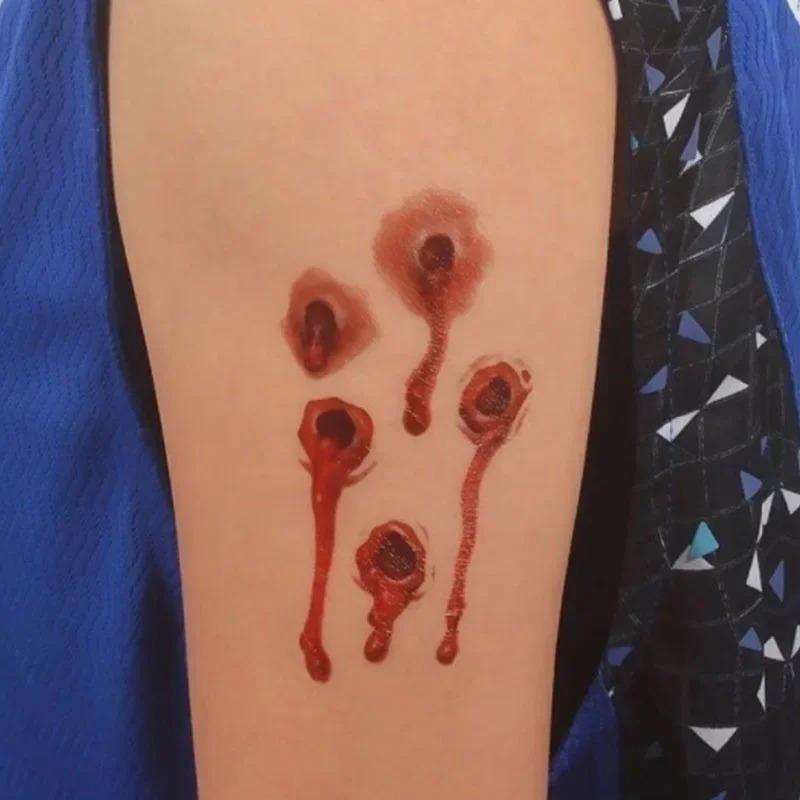 3D шрам дизайн небольшой узор наклейка Хэллоуин водонепроницаемая временная татуировка боди-арт мужчина женщина ребенок поддельные