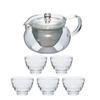 Hario Heat Resistant Glass Teapot Round Set 450ml Teapot 5 Cups