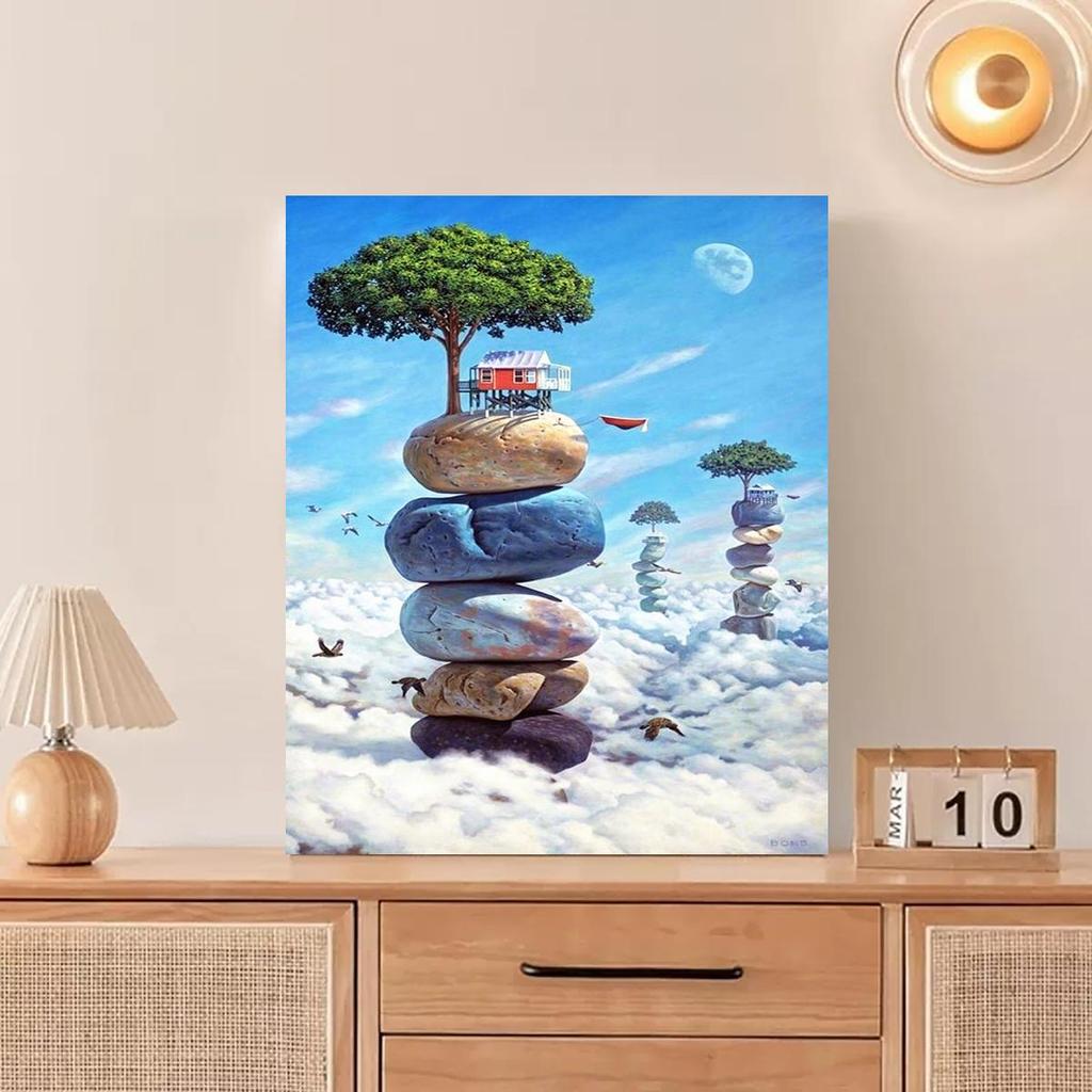 Frame Painting By Numbers Kits For Adults Stone Tree Acrylic Paint By Numbers Package Starter Kit Diy Crafts 40x50cm