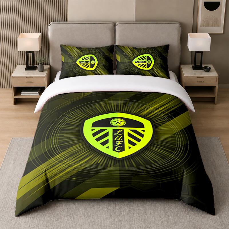 3Pcs Bedding SetLeeds United Soft Bed Sheet and Two Pillowcases Home Bedroom Decor