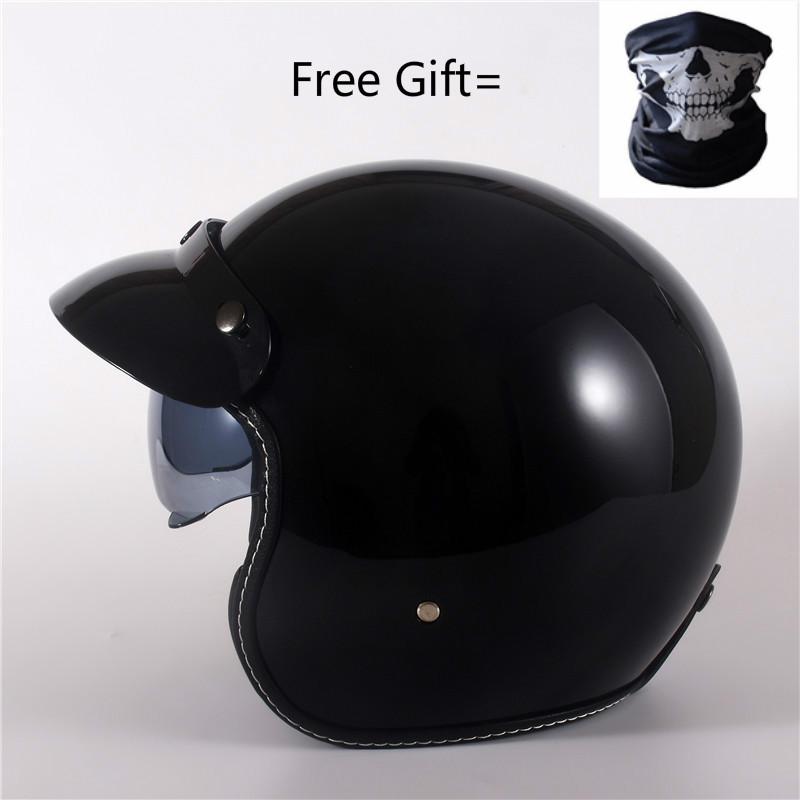 Половинка лица Винтажный мотоциклетный шлем Ретро Немецкий Kask, Cafe Racer, Скутер, Круизер, Чоппер, Матовый черный Кожаный DOT