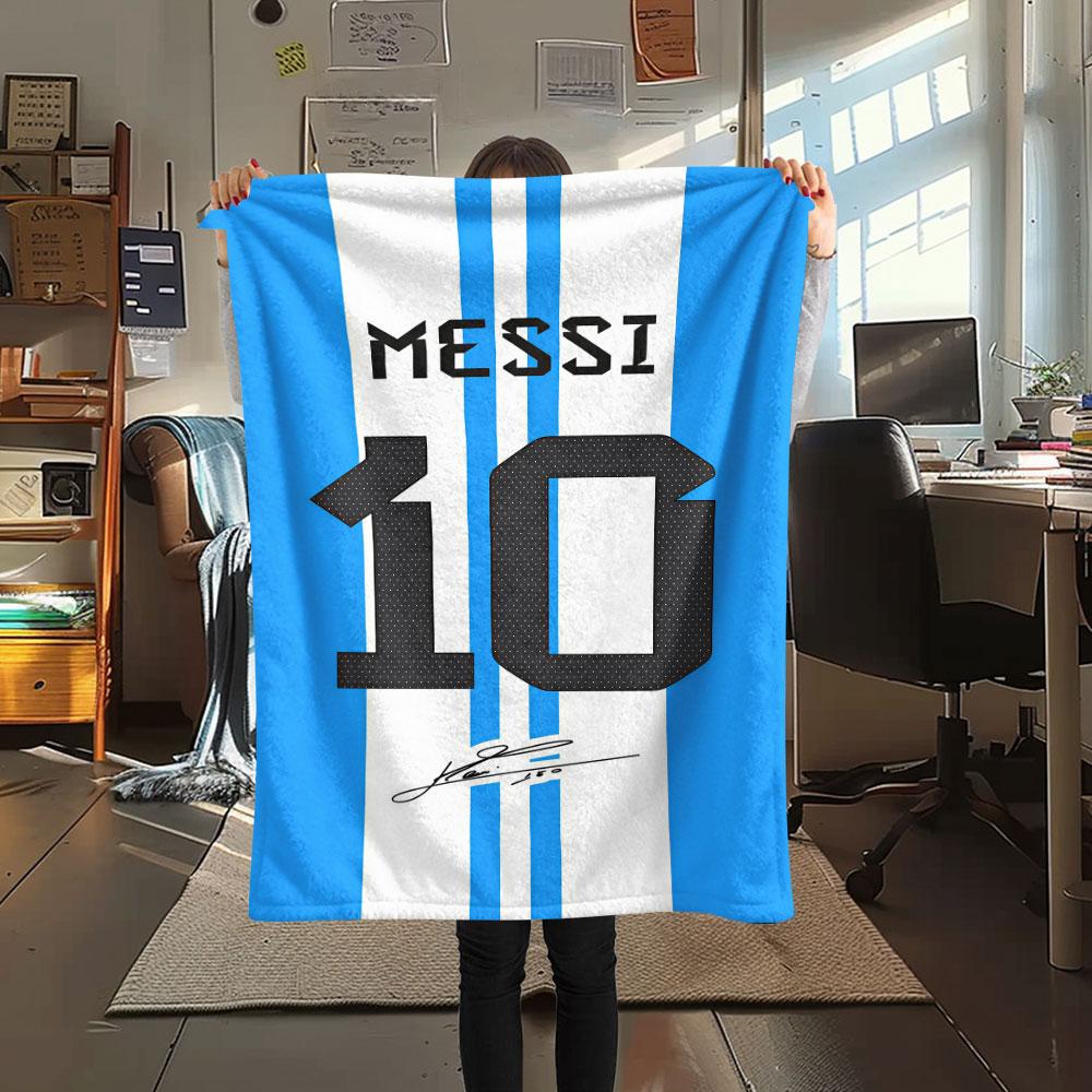 1PC Lionel Messi Patterned Flannel Blanket Suitable For All Seasons for Home Decor Warmth and Comfort Gifts Holiday Present