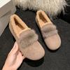 Women's Faux Suede Moccasin Shoes Fuzzy Plush Faux Fur Lined Loafer Shoes Winter Warm Non-slip Indoor Outdoor Low-Top Ultralight Casual Flat Shoes