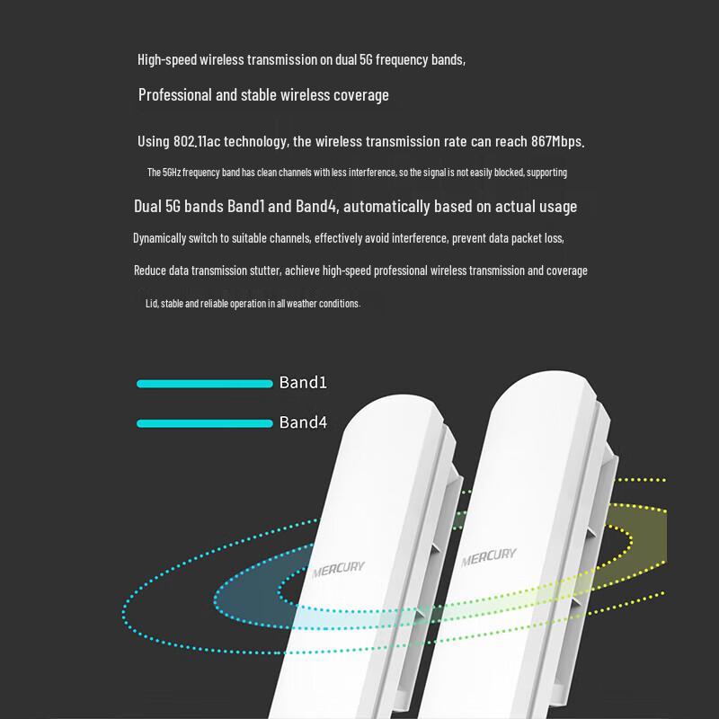 MERCURY MWB515 Комплект беспроводного 5G моста для улицы (Китайская версия)