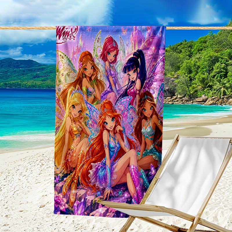 Ultra-Soft Beach Towel with Winx Club Theme,Ideal for Pool - Camping, Diving - Perfect Travel Essential, Vibrant Beach Towel.
