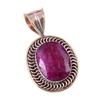 Red Ruby(Simulated) Handmade 925 Sterling Silver Two Tone Pendant 1.25" T9k38