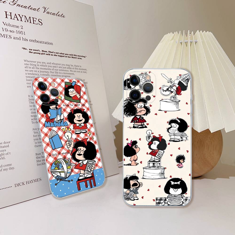 Hot Mafalda Phone Case For iPhone 17 16 15 14 11 12 13 Mini Pro XS Max Plus Funda Shell