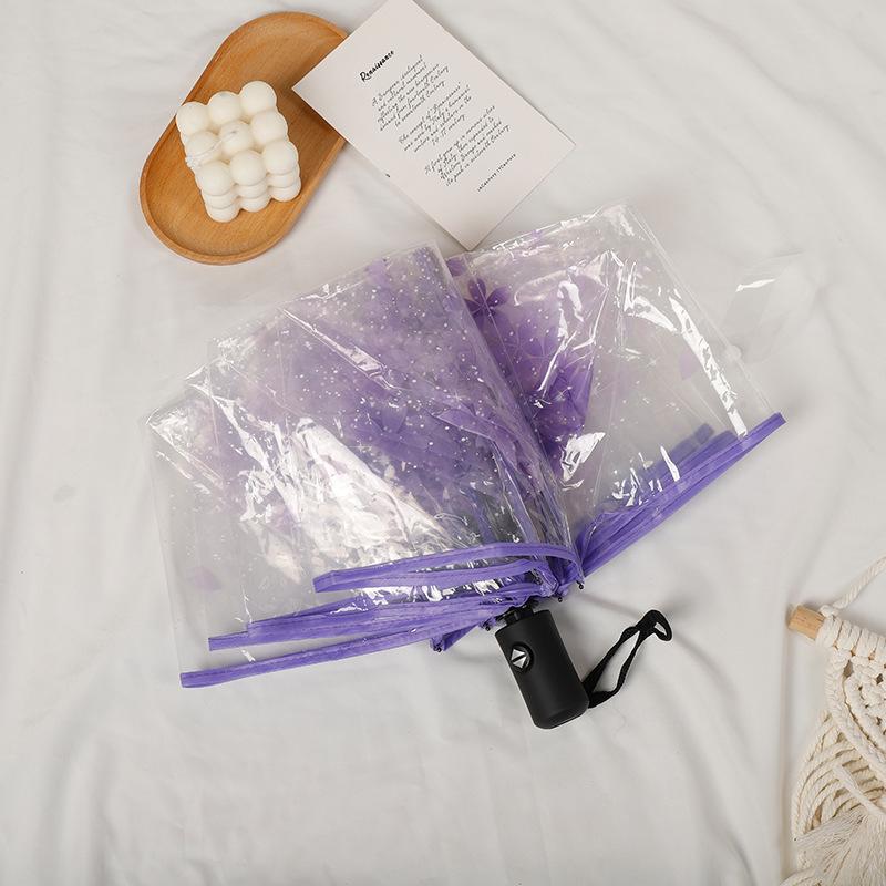 Прозрачный прозрачный зонт 3-кратный зонт