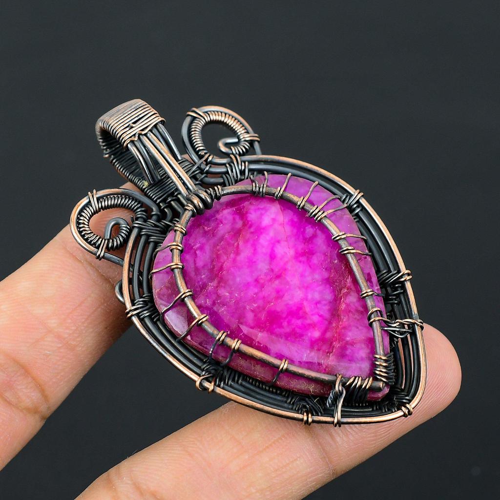 Древо жизни красный рубин драгоценный камень чистая медная проволока обернутая подвеска ручной работы ювелирные изделия для подарка