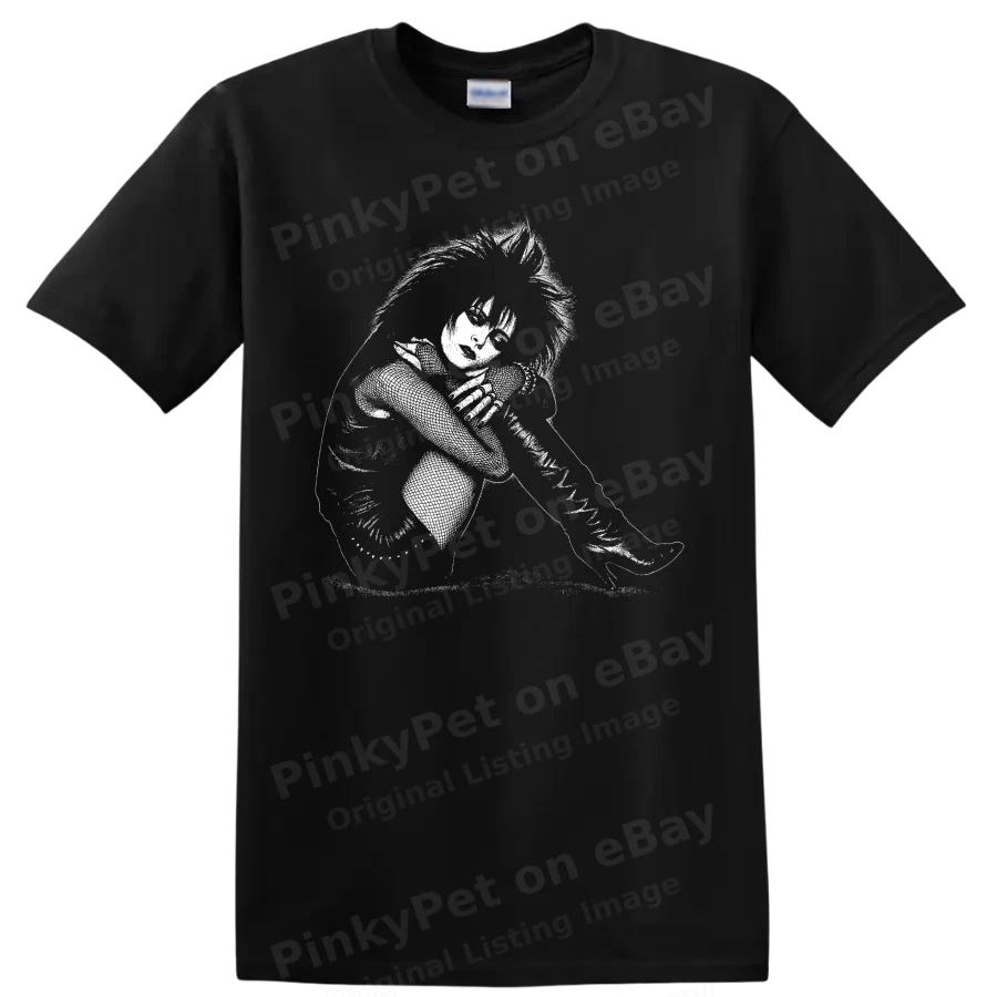 Siouxsie Sioux Gothic Punk Singer T Shirt w/ Microphone Portrait Art Tee Graphic