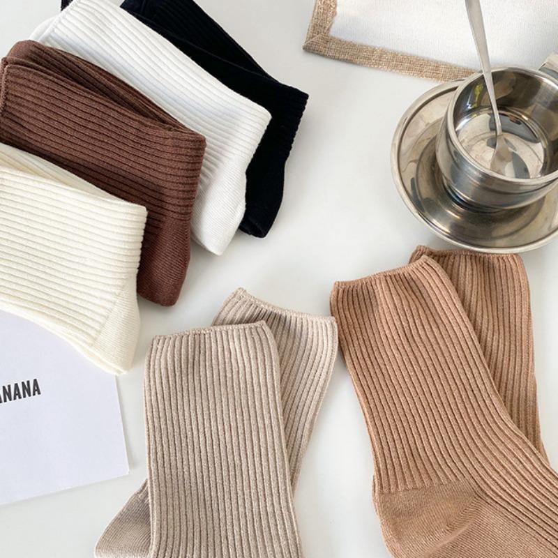 1/3/4/6 пар женских однотонных носков средней длины весна и осень корейская версия универсальные носки-гольфы Ins трендовые спортивные носки