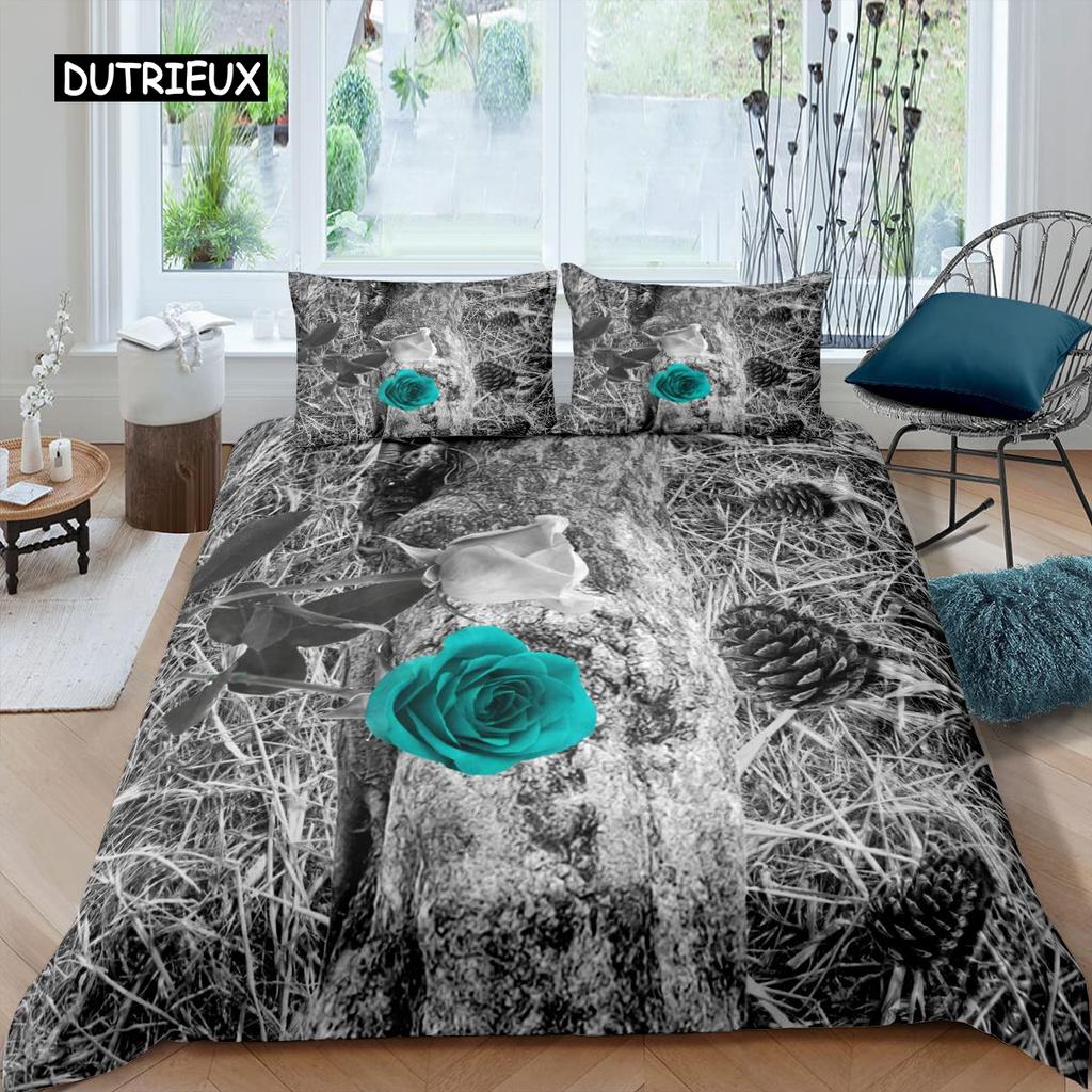 Комплект постельного белья с розами для женщин, шикарный фиолетовый комплект постельного белья с цветочным принтом, романтические цветы, блестки, королевского размера, покрывало для пар