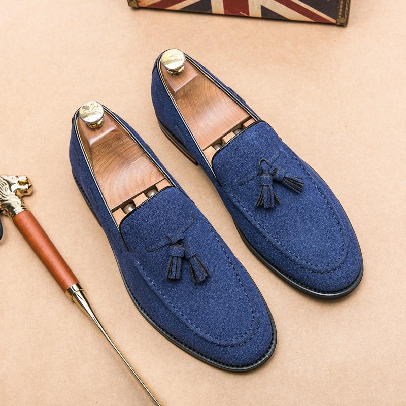 Foreign Trade Fashion Pointed Leather Shoes Men's Retro Fringed Small Leather Shoes Men's Casual Loafers Large Size Doudou Shoes