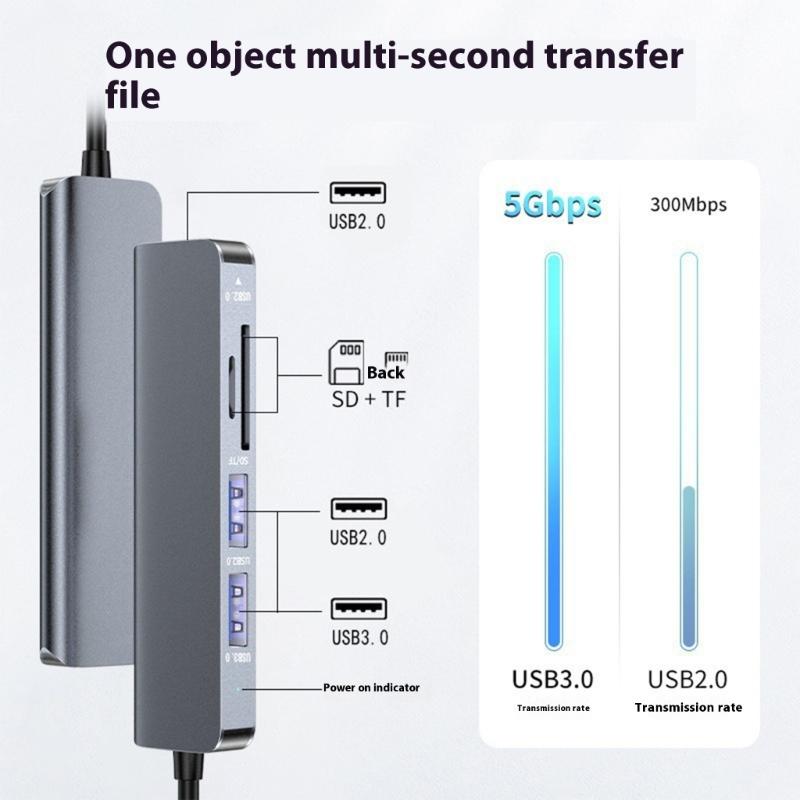 Многопортовый USB C Хаб-расширитель с Card Slot и Скоростью 5 Гбит/с Передача Данных USB Док-станция для Компьютеров