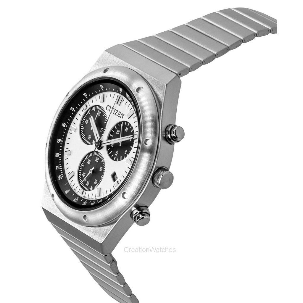 Citizen Record Label 1984 Chronograph нержавеющая сталь белый циферблат кварцевые часы AT2541-54A мужские