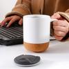 350ML Matte Black Coffee Mug with Grip Handle Cork Bottom Detachable Dustproof Lid Heat-Resistant Ceramic Tea Milk Water Cup Birthday Gift