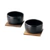 Sento Senga Bibimbap Pot (Set of 2), Yokkaichi Banko Ware, Made In Japan, with Base Plate, Black