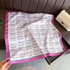 Korean Style Cute Trojan Printed Silk Feel Square Scarf For Women